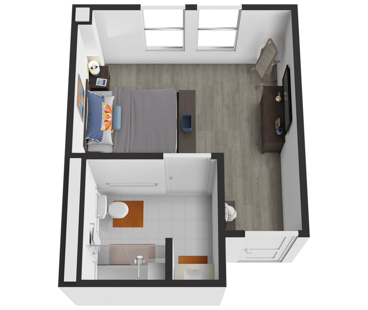Floor plan of the memory care private suite